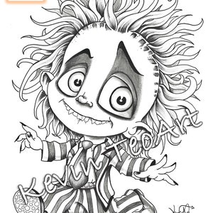 Pack Creepy Kawaii / Kevin TeoArt / Page de coloriage / Grayscale Illustration image 2