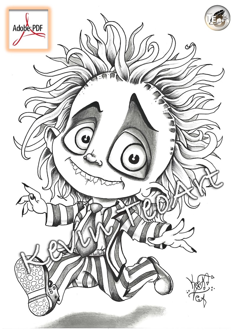 Pack Creepy Kawaii / Kevin TeoArt / Page de coloriage / Grayscale Illustration image 2