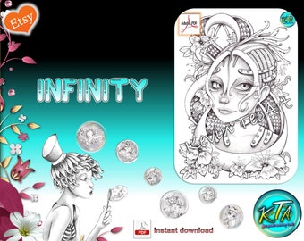 Infinity / Kevin TeoArt / Page de coloriage / Grayscale Illustration