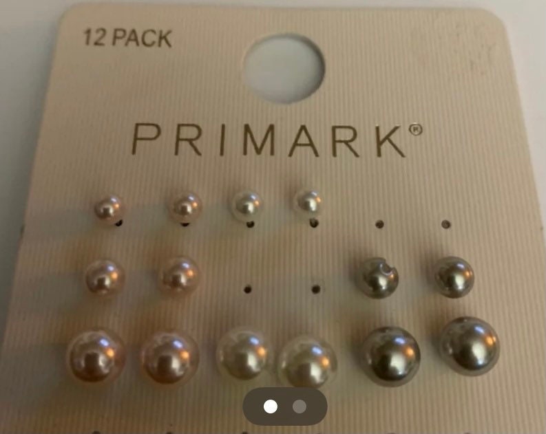 Primark Stud Earrings 20 pack Faux Mixed Sizes white colour new Womens  Ladies N | eBay