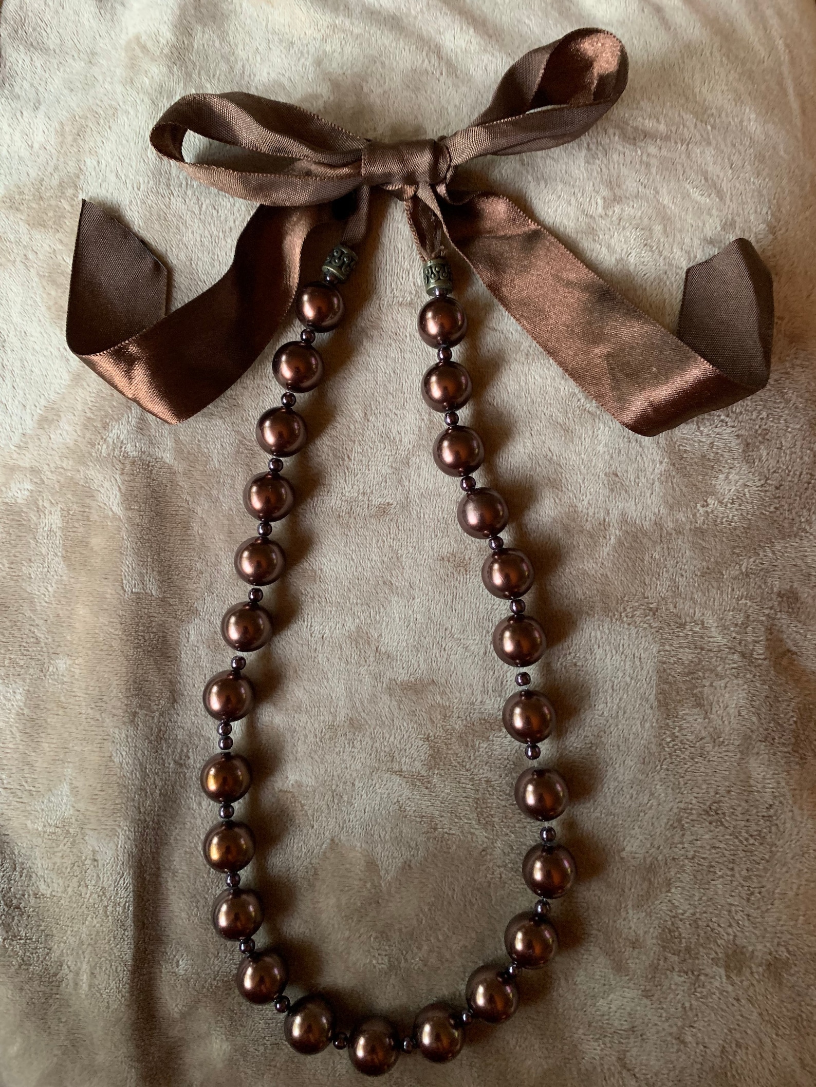 Vintage Brown Beaded Necklace Etsy