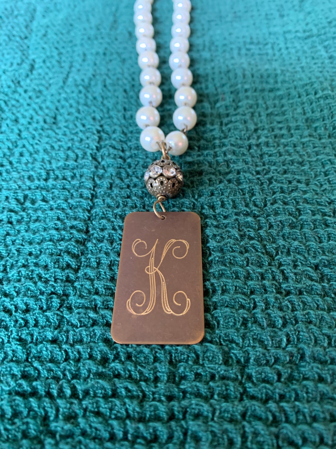 Fashion Pearl Initial Necklace Etsy