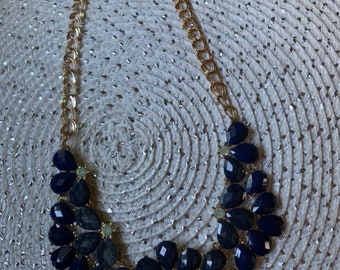 Vintage Fancy Blue Stone Tiered Necklace