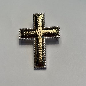 Gold & Silver Tone Cross Brooch or Pendant