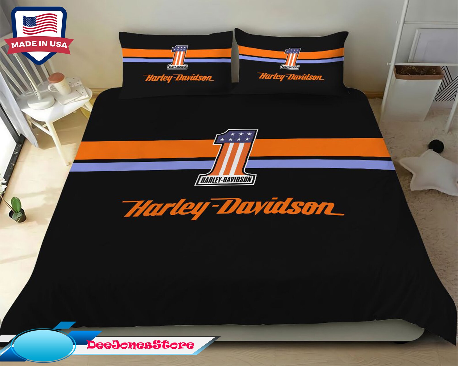 Harley Davidson Bedding Set Custom Name Duvet Cover Set Etsy