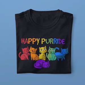 Cute LGBTQ Cats Tee - Lesbian and Gay T-Shirt - Funny Bisexual and Transgender Gift Shirt - LGBTQ Pride Shirt - Purrride Cats