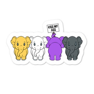 Grappige Nonbinary Elephant Sticker - Genderqueer en Enby Elephant Sticker - Non Binary en Transgender Gift Sticker - LGBTQ Pride Sticker