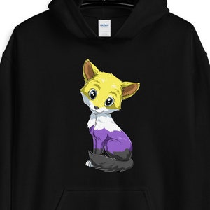 Söt icke-binär rävluvtröja - Genderqueer och Enby-tröja - icke-binär och transgender rävgåva - LGBTQ Pride-tröjor