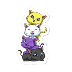 Sticker schattige niet-binaire katten - sticker genderqueer en Enby - sticker niet-binaire en transgender cadeau - LGBTQ Pride Gift