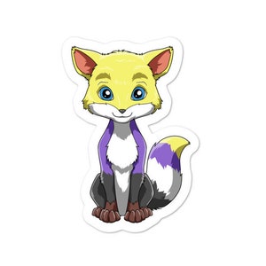 Leuke niet-binaire vossticker | Sticker Genderqueer en Enby | Niet-binaire cadeausticker | Sticker LGBTQ Pride