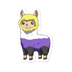 Schattige Nonbinary Llama Sticker - Genderqueer en Enby Sticker - Non Binary en Transgender Gift Sticker - LGBTQ Pride Sticker
