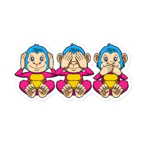 Grappige Panseksuele Aap Sticker - Panseksuele en Biseksuele Gift - Omniseksualiteit en Biseksualiteit Drie Wijze Aap Cadeau - LGBTQ Pride Maand