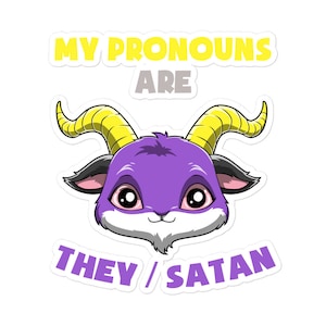 Grappige non-binaire Satan Sticker - Genderqueer en Enby Baphomet Sticker - Non-binaire voornaamwoorden Ze Ze Cadeau Sticker - LGBTQ Pride Sticker