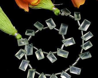 Natural Prehnite Quartz Faceted Fancy Cut Shape Beads| Prehnite Gemstone Beads |8''Strand| Size 6x10 MM Beads