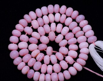 Pink Opal Rondelle Shape Beads, 5-6mm, 15.5 Inch Strand, Peru Pink Opal Smooth Gemstone Beads, Jewelry Making