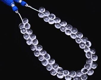 最高品質のクリスタルクォーツファセットハートシェイプジェムストーンビーズサイズ6mm～7mmビーズ8インチストランドビーズ卸売ジェムストーンビーズ
