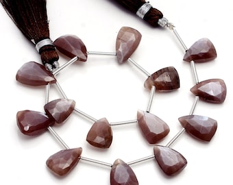 Perles en forme de trillion à facettes en pierre de lune au chocolat, 8x12mm à 9x13mm Pierre de lune en chocolat 8" perles de brin, boucle d'oreille faisant la perle de pierre