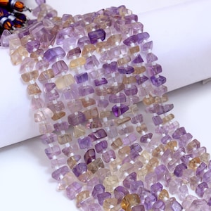 Natural Ametrine Quartz Smooth Nuggets Beads, Size 6mm To 8mm Amethyst Ametrine Quartz Gemstone Jewelry Making 8&#39;&#39; Strand Beads