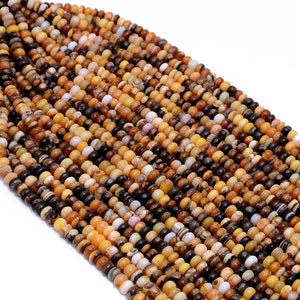 Yellow Opal smooth Rondelle shape beads, Shaded Yellow opal Plain Handmade rondelle gemstone beads Yellow opal beads For jewelry Making 13&#39;&#39;