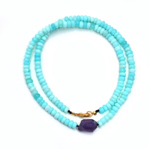 Blaue peruanische Opal glatte Rondelle Korn-Halskette, 5 MM zu 6 MM Opal Edelstein-Korn-Halskette, 18-Zoll-Halskette, AAA ++ Opal Kristall-Halskette
