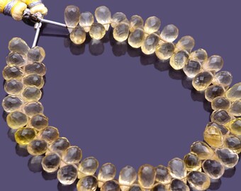 レモンクォーツファセットティアドロップビーズ、天然レモンクォーツ