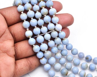 Blue Opal Smooth Round Beads, Blue Opal 8mm to 9mm Beads, Blue Opal Gemstone Beads, Blue Opal Beads, 8''Strand Jewelry Making Bead