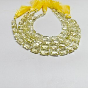 Lemon Quartz Beads, yellow Lemon quartz Faceted Rectangle Shape Bead, Lemon Quartz Briolettes, Jewellery Making Strand