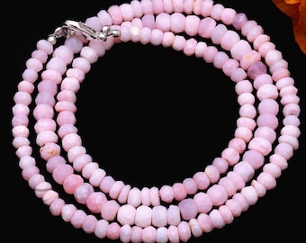 Pink Opal Necklace, Natural Gemstone Necklace Jewelry,  October Birthstone Necklace, Beads Necklace ,Necklace ,Gift For Her