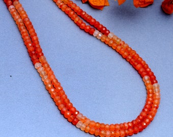Collana di perline di corniola AAA +, collana di perline rotonde micro sfaccettate di corniola, collana di corniola arancione, collana di perline minuscole