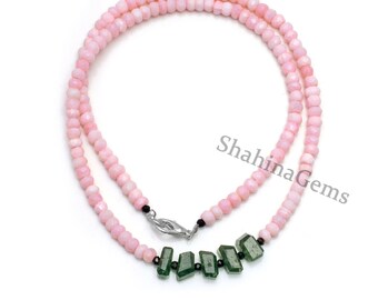 Natural Pink Opal Rondelle Beads Jewelry  Peruvian Pink Opal Gemstone Necklace Jewelry Gift