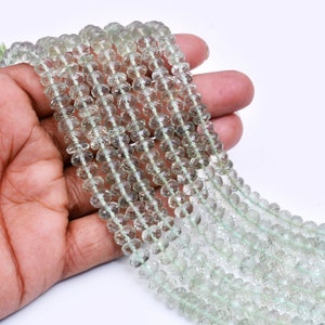 Green Amethyst Faceted Rondelle Shape Beads, Amethyst Crystal 8&#39;&#39; Strand Beads For Jewelry Making