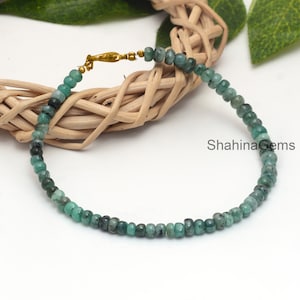 Dainty Emerald Bracelet, Tiny Natural Emerald Gemstones, Delicate Stacking Bracelet May Birthstone, Emerald, Gold Fill or Sterling Silver
