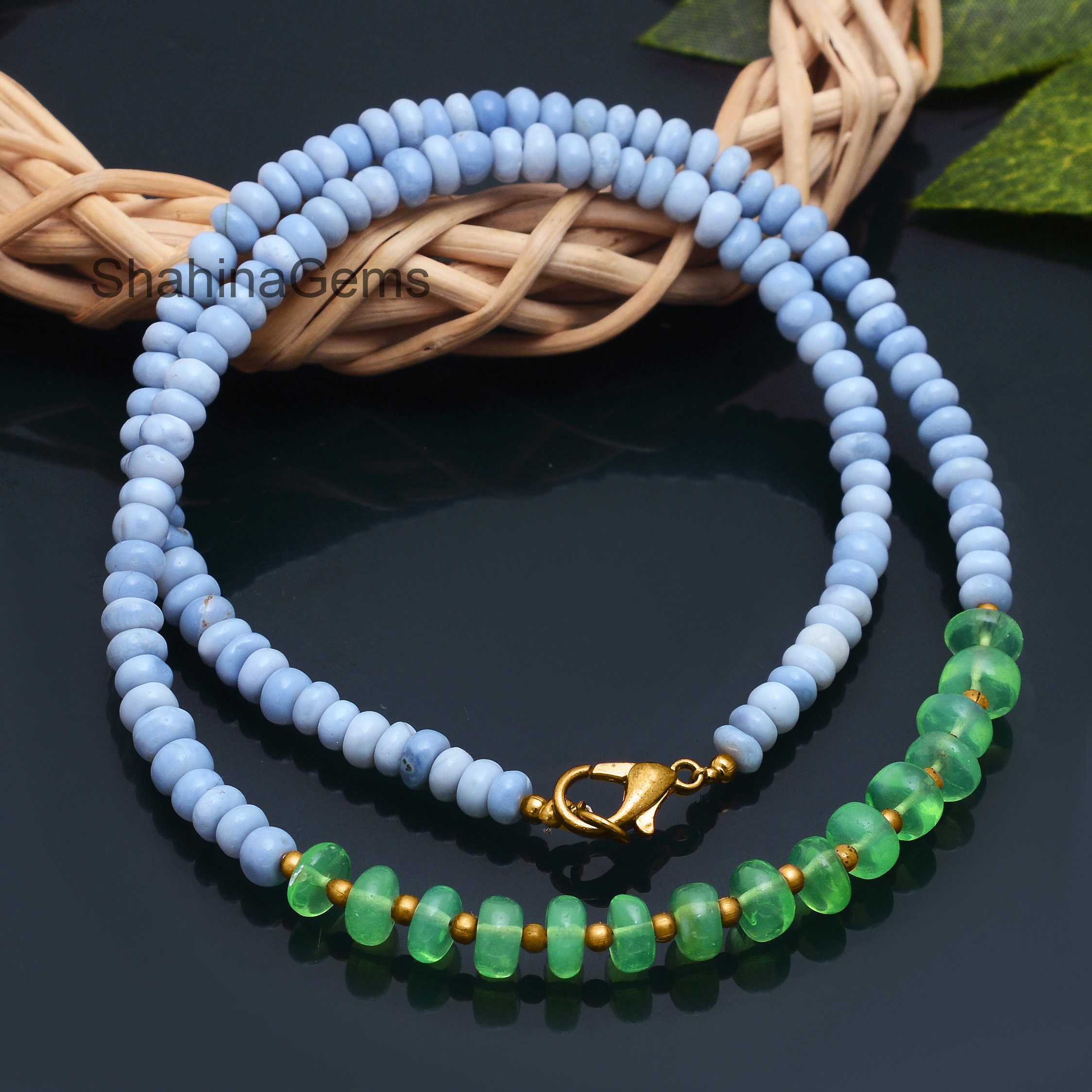 Hand Knotted Blue Opal Necklace ,Peruvian Blue Opal Necklace,Peruvian Green Opal Knotted Necklace,Opal Bead Necklace, Opal Candy Necklace