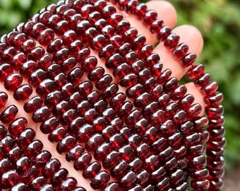 Faceted Mozambique Garnet Rondelle Beads: AAA Grade Red Gemstone, 16 Inch Strand