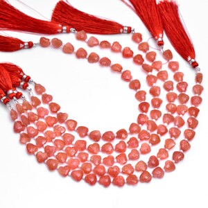 Natural Sunstone Faceted Carving Heart Shape Beads, Sunstone 8mm Gemstone Jewelry Making Beads 8&#39;&#39; Strand
