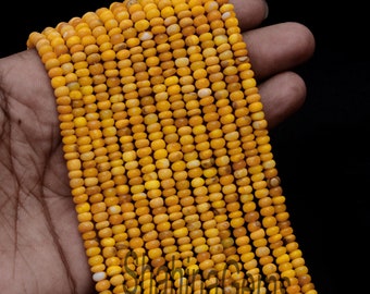 Gele opaal gladde edelsteenkralen, 13-inch streng, fijne kwaliteit, opaal handgemaakte losse rondelle kralen, sieraden