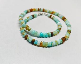 Necklace Jewelry, Peruvian opal necklace, blue Peruvian opal candy beads necklace jewelry, gifts for women