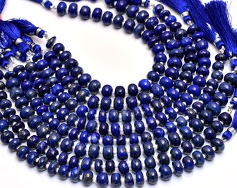 Top Quality~Natural Lapis Lazuli Smooth Rondelle Beads Blue Lapis Gemstone Beads 7mm to 9mm Lapis Rondelle Beads Blue Color Strand Beads.