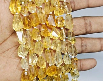 Citrine Tumble bead, citrine faceted tumble beads, citrine gemstone beads, citrine briolette bead, citrine 8" strand jewelry making craft