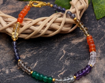 Multicolor Gemstone Bracelet, Sterling Silver, Real Gemstones, Delicate Stacking Bracelet, Rainbow Jewelry, Mother's day gift
