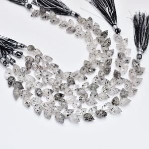 7 Inches Black Dot Rutile Quartz Faceted Flower Buds Beads Natural Gemstone Beads Strand For Jewelry Making Rutile Quartz Beads