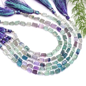 Multi Fluorite Faceted Tumble Gemstone Beads, 8&quot; Strand, Natural Fluorite Nugget Shape Beads, Gemstone Beads, Craft