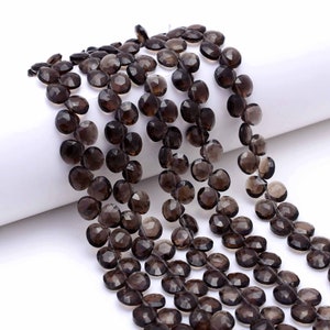 8 MM, Natural Smoky Quartz Faceted Heart Shape Beads 8&#39;&#39; Strand Smoky Quartz Beads, Smoky Quartz High Quality Jewellery making Beads