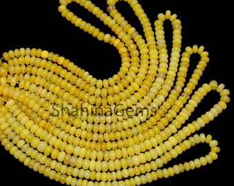 16'' Strand Peruvian Yellow Opal Smooth Rondelle Shape Beads,Yellow Opal Gemstone Beads, Opal Rondelle Beads, Opal Wholesale Gems Supplies