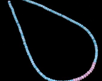 Peruvian opal, Pink Opal  Smooth Rondelle Beads Necklace, Peruvian Pink Opal Gemstone Necklace Jewelry