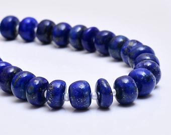 Top Quality~Natural Lapis Lazuli Smooth Rondelle Beads Blue Lapis Gemstone Beads 7mm to 9mm Lapis Rondelle Beads Blue Color Strand Beads.