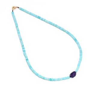 Blau Peruanische Opal Glatte Rondelle Perlen-Halskette, 5 MM Opal Edelstein Perlen-Halskette, Halskette, AAA ++ Opal Perlen-Halskette