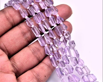Fil De Perles En Améthyste Facettées Carrées 10mm - Environ 37 Pièces Pour 39cm - Fait Main