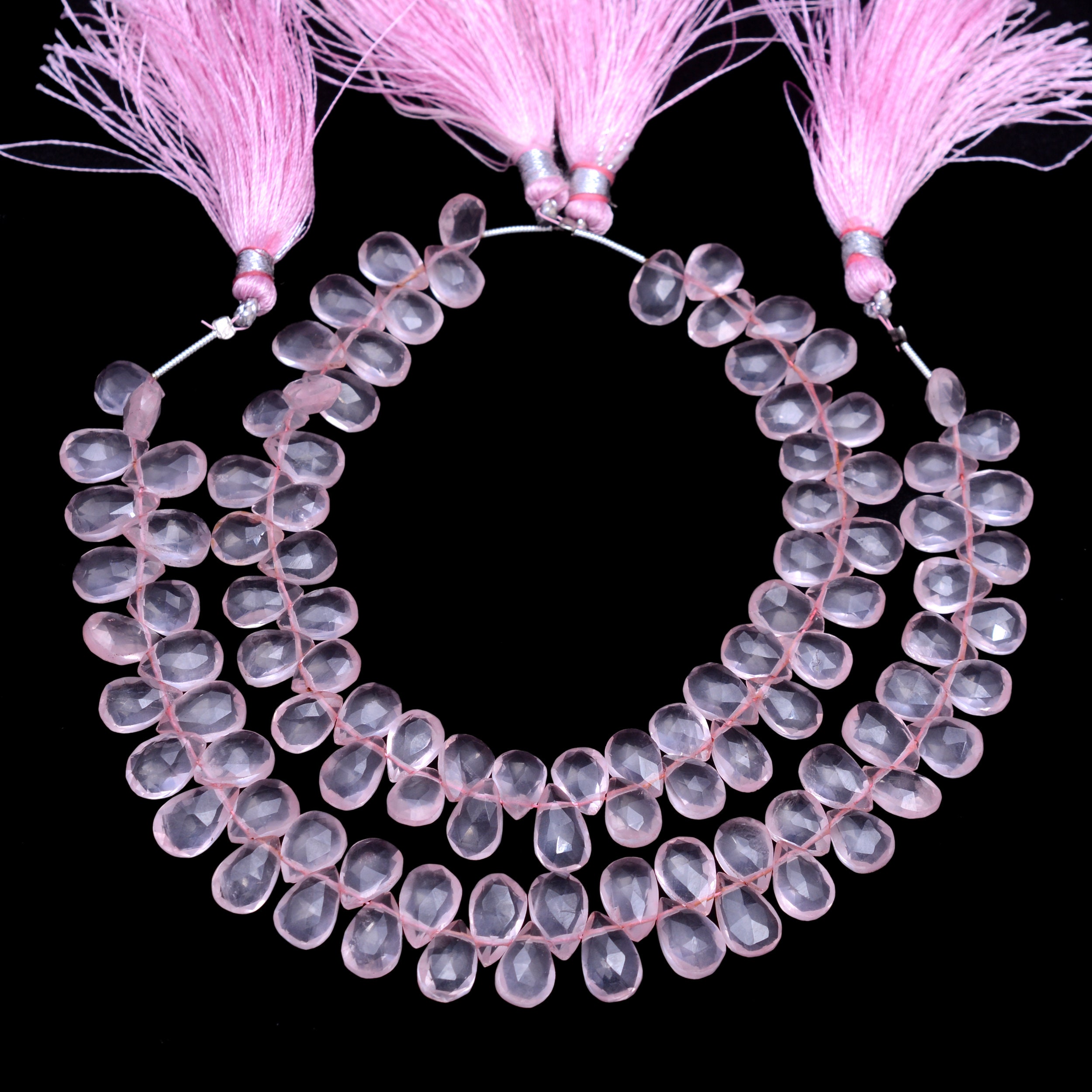 Natural Rose Quartz Faceted Pear Shape Beads Rose Quartz Pear Shape Beads AAA Quality 8 Inch Faceted Rose Quartz Briolettes