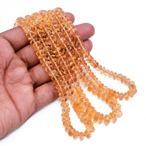 citrine beads, citrine quartz faceted rondelle shape beads, citrine 6mm to 9mm beads strand, jewelry making gifts
